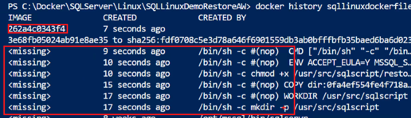 Output from With --squash