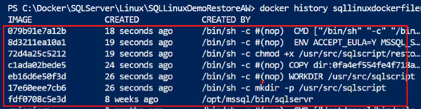 Output from Without --squash